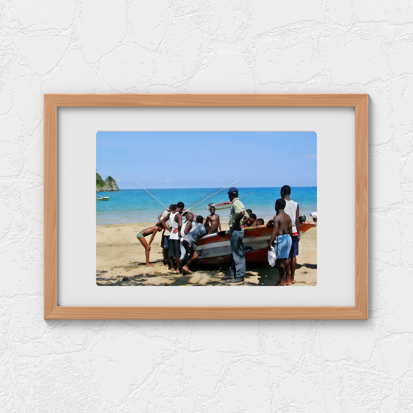 Boys Gather Around Boat - Fishing Beach Jamaica
