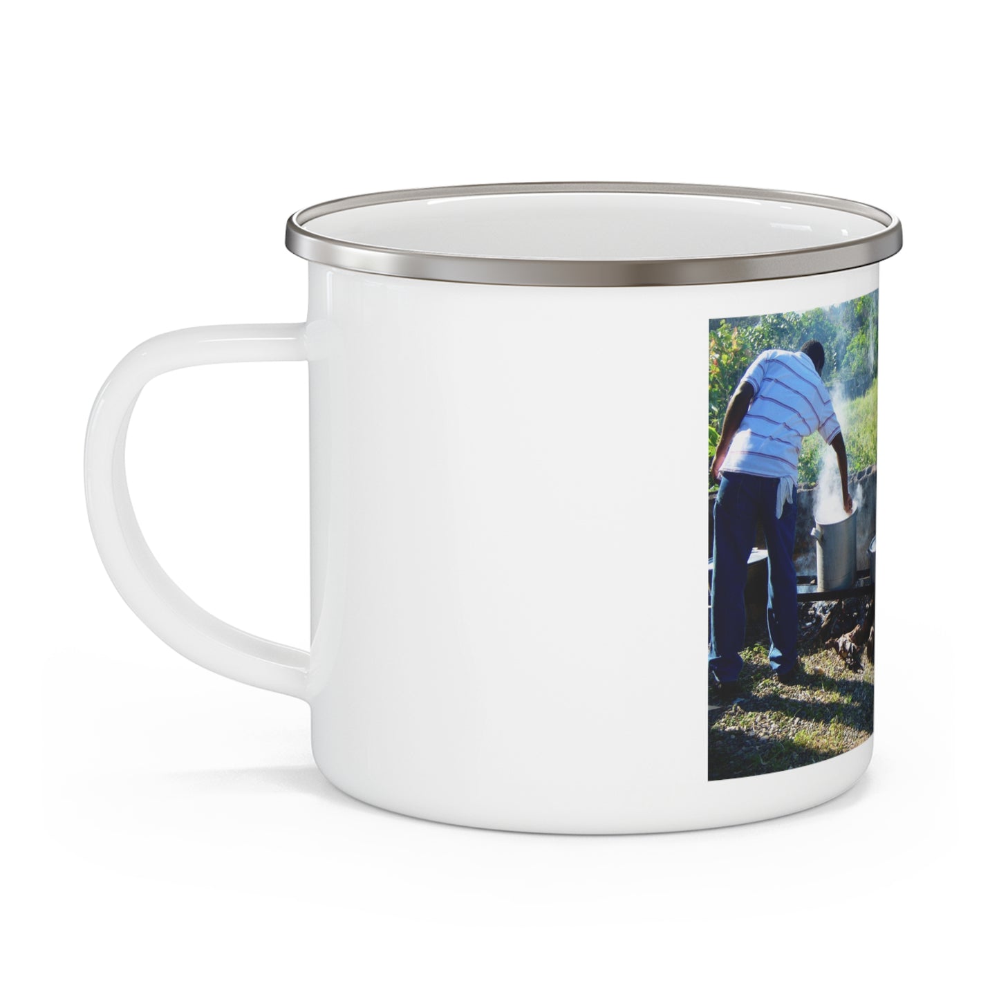 Enamel Mug - Image of Jamaica Rural Outdoor Cooking