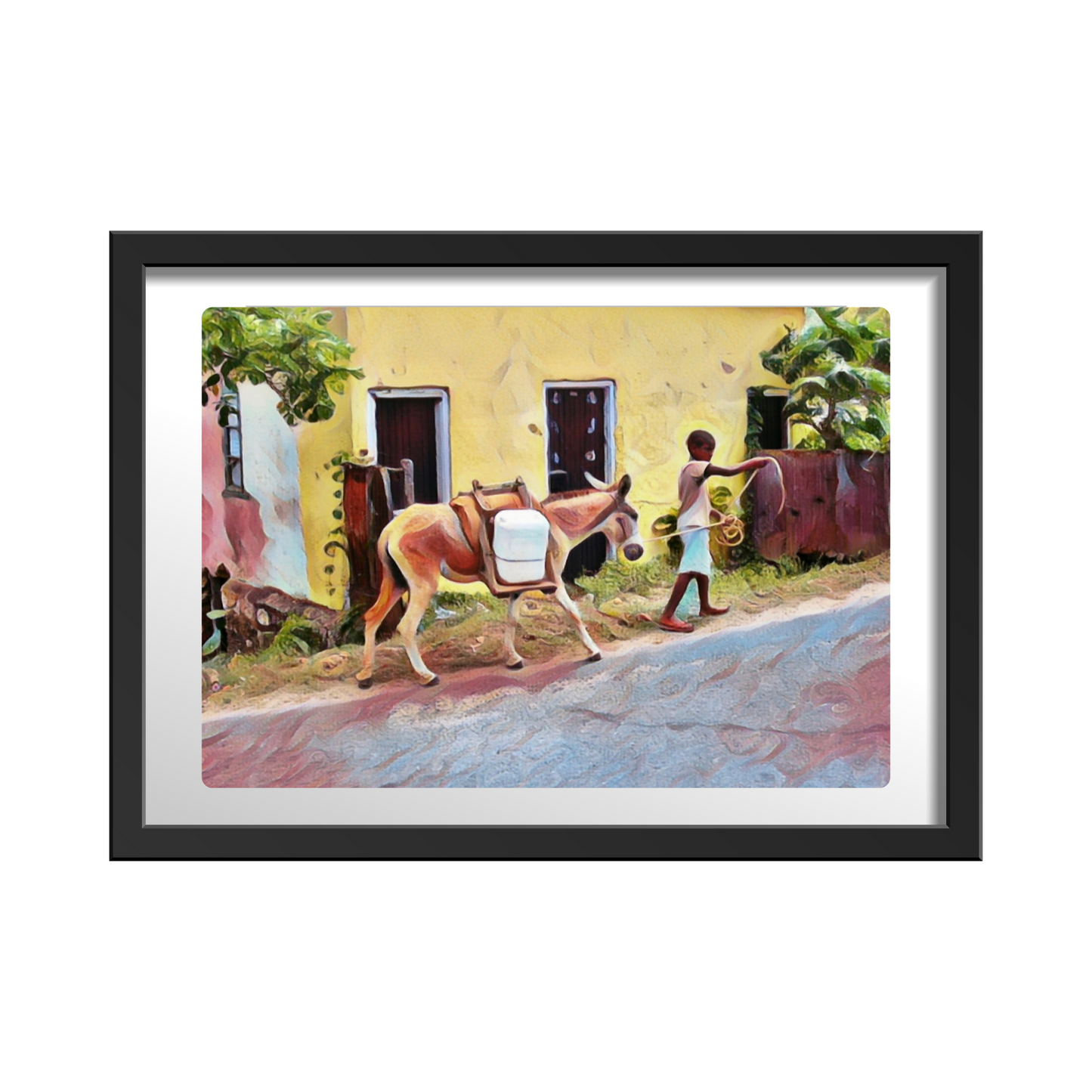 Boy with Donkey in Rural Jamaica