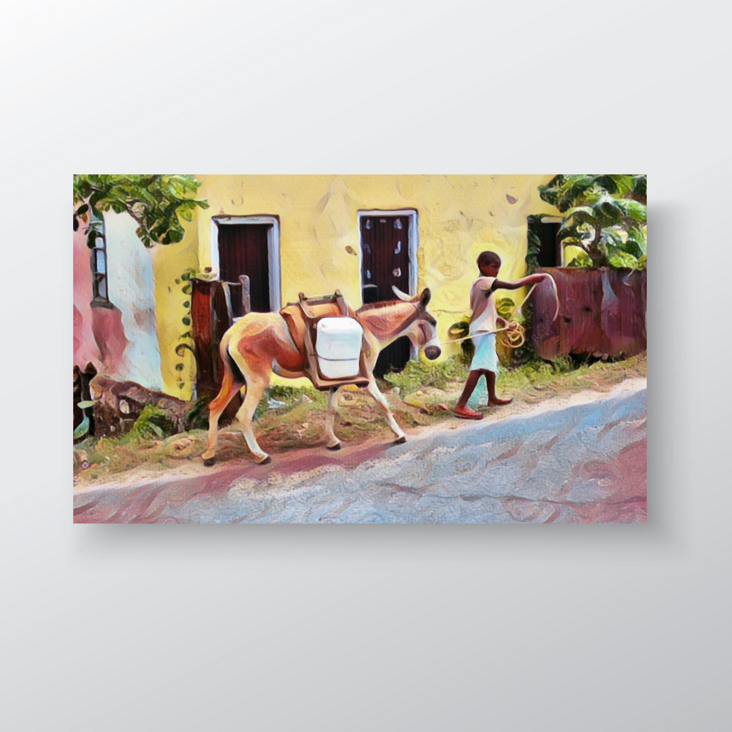Boy with Donkey in Rural Jamaica